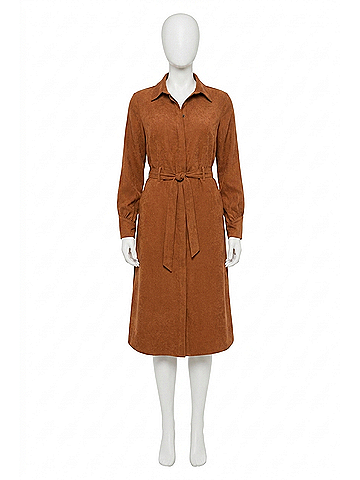 Tribal Faux Suede Maxi Shirt Dress in Ginger (view 1)