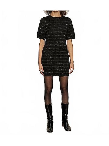 Sanctuary Shine T Shirt Sweater Dress in Black With Black Shine (view 2)