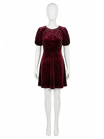 Mittoshop Velvet Mini Dress in Wine (view 1)