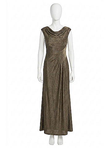 Maggy London Shannan Metallic Knit Cowl Neck Gown in Gold/Black (view 1)