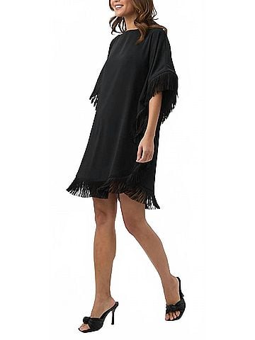 Trina Turk Mini Neena Fringe Dress in Black (view 2)