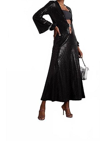 Dodo Bar Or Nina Sequined Cutout Stretch-Jersey Maxi Dress in Black (view 2)