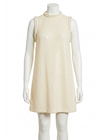 French Connection Sadie Stretch Sequin Mini Dress in Ivory (view 1)