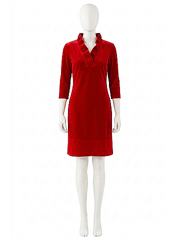 Gretchen Scott Designs Ruffneck Mini Dress in Silky Velvet Red (view 1)