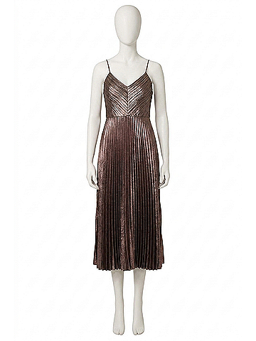 Gilner Farrar Indie Dress in Silver Metallic Pleating (view 1)