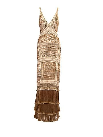 PatBO Wood Beaded Fringe Maxi Dress in Natural (view 1)