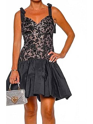 Silvia Tcherassi Marguerite Black Tie Mini Dress in Black (view 2)