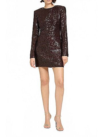 Toccin Mirren Long Sleeve Shift Mini Dress in Deep Spice (view 2)