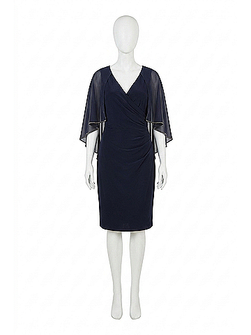 Joseph Ribkoff Cape Dress in Midnight Blue (view 1)