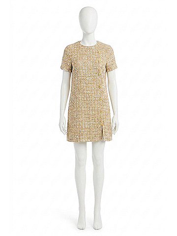 Mestiza New York Isolde Mini Dress in Gold Sparkle Tweed (view 1)