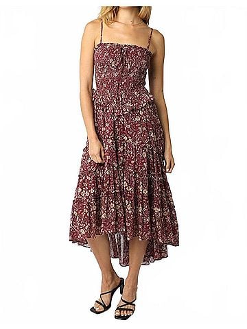 Olivaceous Rey Midi Dress in Plum/Cream (view 2)