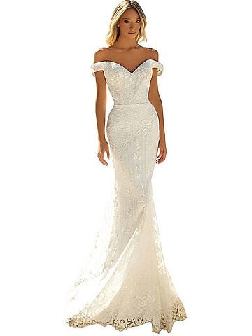 Clarisse Fit And Flare Bridal Gown in Ivory (view 2)