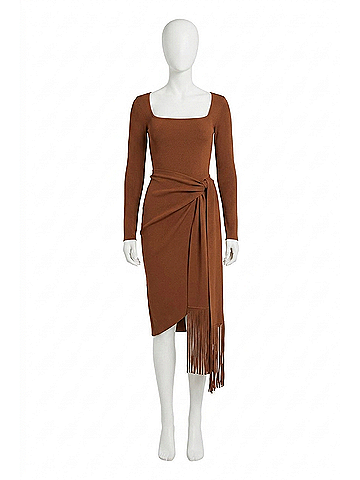 Cult Gaia Fringe Wrap Dress in Brown (view 1)