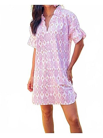 Finley Crosby Dress in Pink/White (view 2)