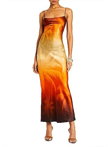 Ser.O.Ya Kayla Silk Dress in Sunset Palm (view 2)