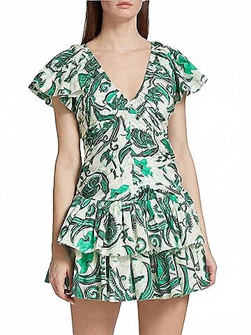 Love The Label Minette Mini Dress in Emerald Print (view 2)