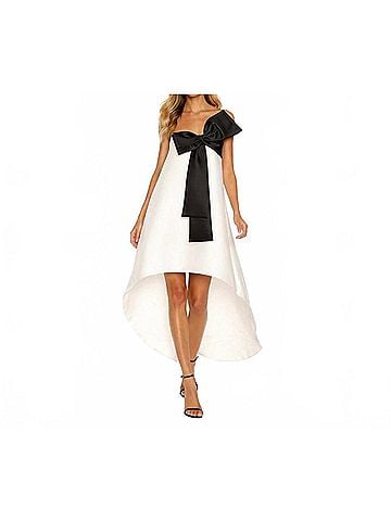 Sachin + Babi Lura Dress Bow High-Low Dress in White/ Black (view 2)