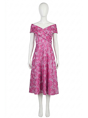 Aidan Mattox Floral Print Cocktail Midi Length Dress in Pink (view 1)