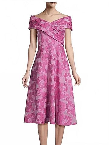 Aidan Mattox Floral Print Cocktail Midi Length Dress in Pink (view 2)