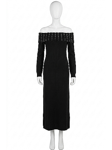 ABLE Knit Pearl Maxi Dress in Black (view 1)