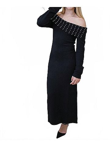 ABLE Knit Pearl Maxi Dress in Black (view 2)