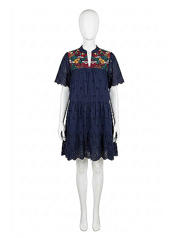 Layers Clothing Eyelet Embroidered Mini Dress in Navy (view 1)