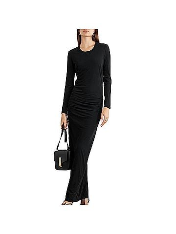 James Perse Women's Skinny Crew Dress in Black (view 2)