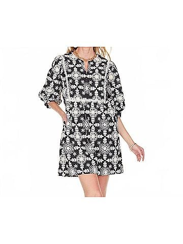Joy Joy Embroidered Dress in Black (view 2)