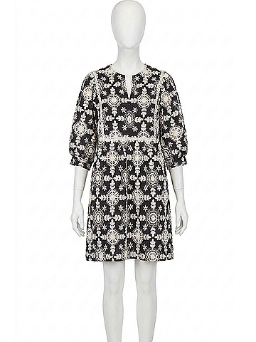 Joy Joy Embroidered Dress in Black (view 1)