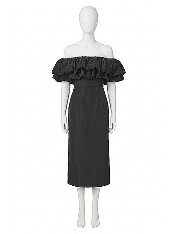 Rhode Viola Off The Shoulder Midi Dress in Black (view 1)