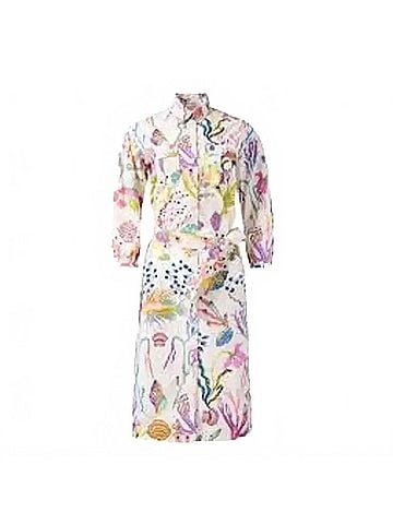 Banjanan Gemma Belted Button-Down Midi Dress in Marine Mirage (view 1)