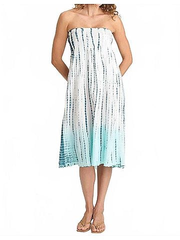 XCVI Blake Linen Smocked Skirt-Dress in Elixir Wash Colossus (view 2)