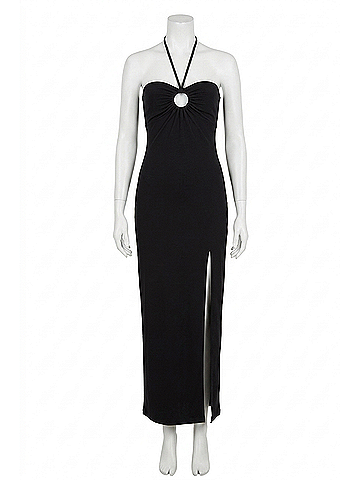 Susana Monaco Halter Side Slit Maxi Dress in Midnight (view 1)