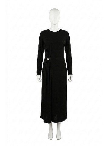 Vince. Side Draped Long Sleeve Dress in Black (view 1)