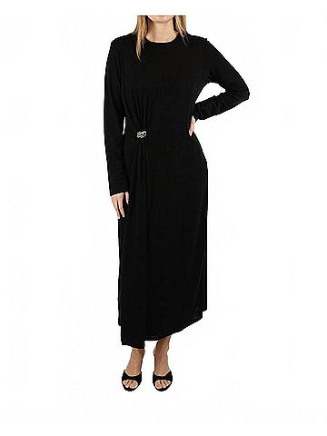 Vince. Side Draped Long Sleeve Dress in Black (view 2)
