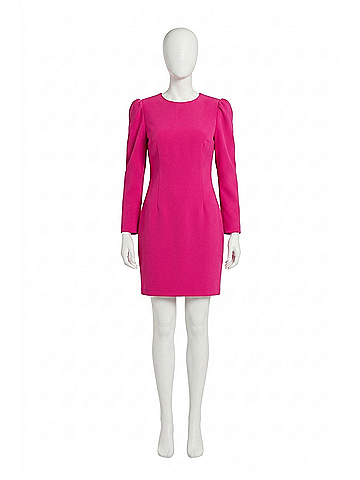 Joseph Ribkoff Stretch Twill Sheath Dress With Puff Sleeves in Hot Pink (view 1)