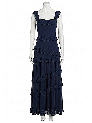 Lulus Compelling Romantic Ruffled Tiered Maxi Dress in Dark Blue (view 1)