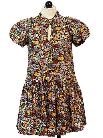 Love The Label Edith Short Sleeve Dress in Cottage Garden Liberty Print (view 1)