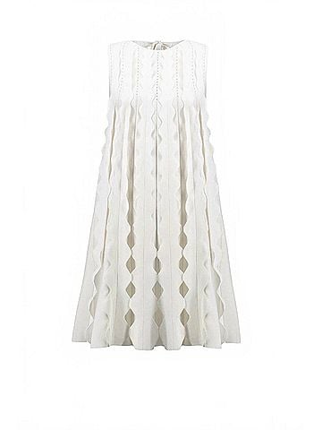 Joseph Ribkoff Viscose Sweater Knit Sleeveless A Line Dress in Vanilla (view 1)