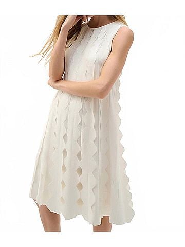 Joseph Ribkoff Viscose Sweater Knit Sleeveless A Line Dress in Vanilla (view 2)