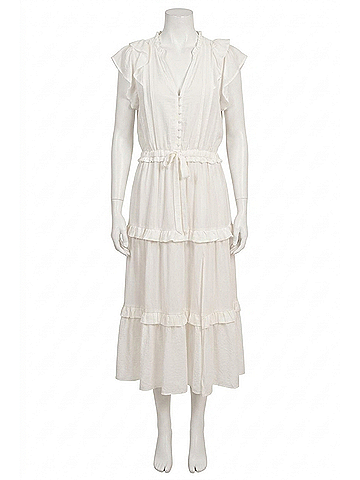 Love Token Tiered Midi Dress in White (view 1)