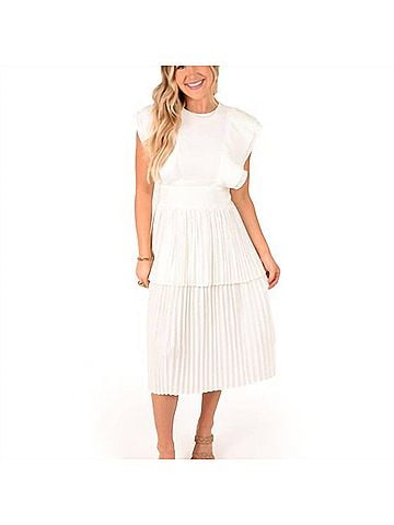 Emily McCarthy Chloe Dress in Linen White (view 2)