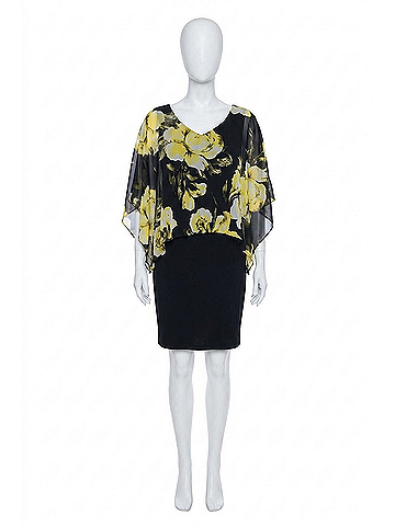 Frank Lyman Design Floral Knit Dress in Yellow/Black (view 1)
