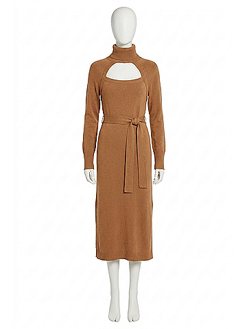 Paige Cherise Cutout Sweater Midi Dress in Toffee (view 1)