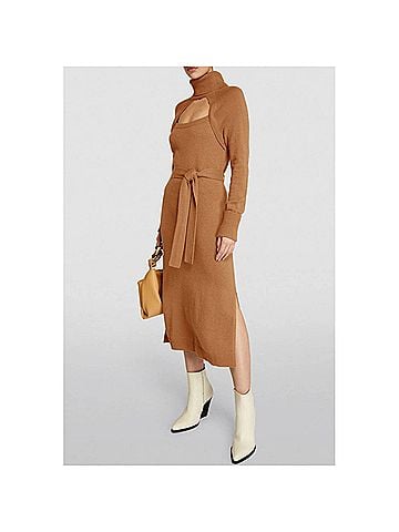 Paige Cherise Cutout Sweater Midi Dress in Toffee (view 2)