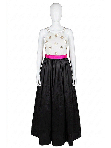 Aidan Mattox Scatted Beaded Bodice Gown in Black/Ivory (view 1)