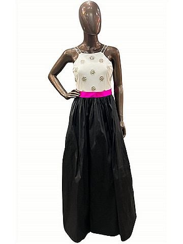 Aidan Mattox Scatted Beaded Bodice Gown in Black/Ivory (view 2)
