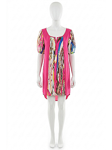 Glam Contrast Placket Dress in Pink (view 1)