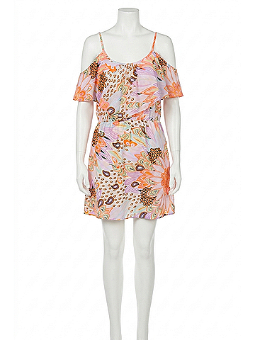 Glam Feather Floral Cape Spg Dress in Floral (view 1)