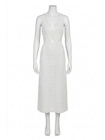 Devon Windsor Sonya Crochet Cutout Dress in Off White (view 1)